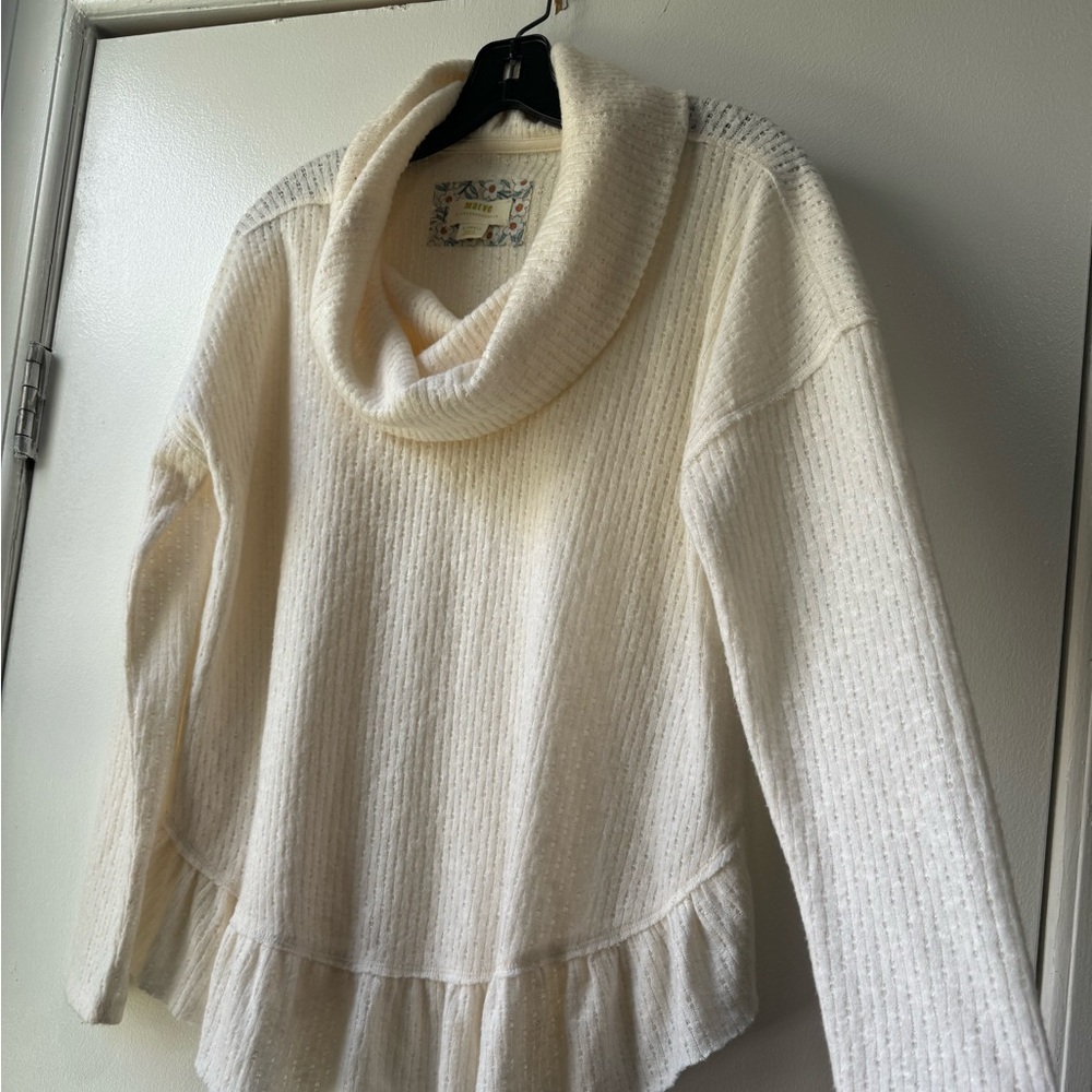 Maeve By Anthropologie Woman’s Addie Ruffle Hacci Pullover Sweater Size XS - Picture 4 of 11